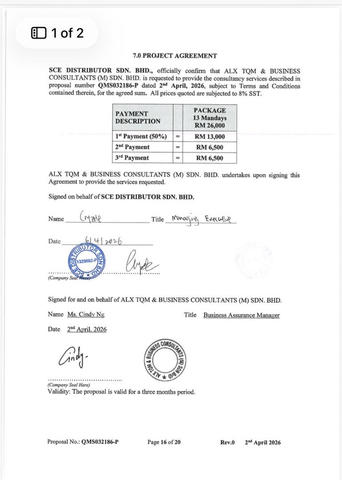ISO 9001:2015 and ISO 14001:2015 implementation agreement